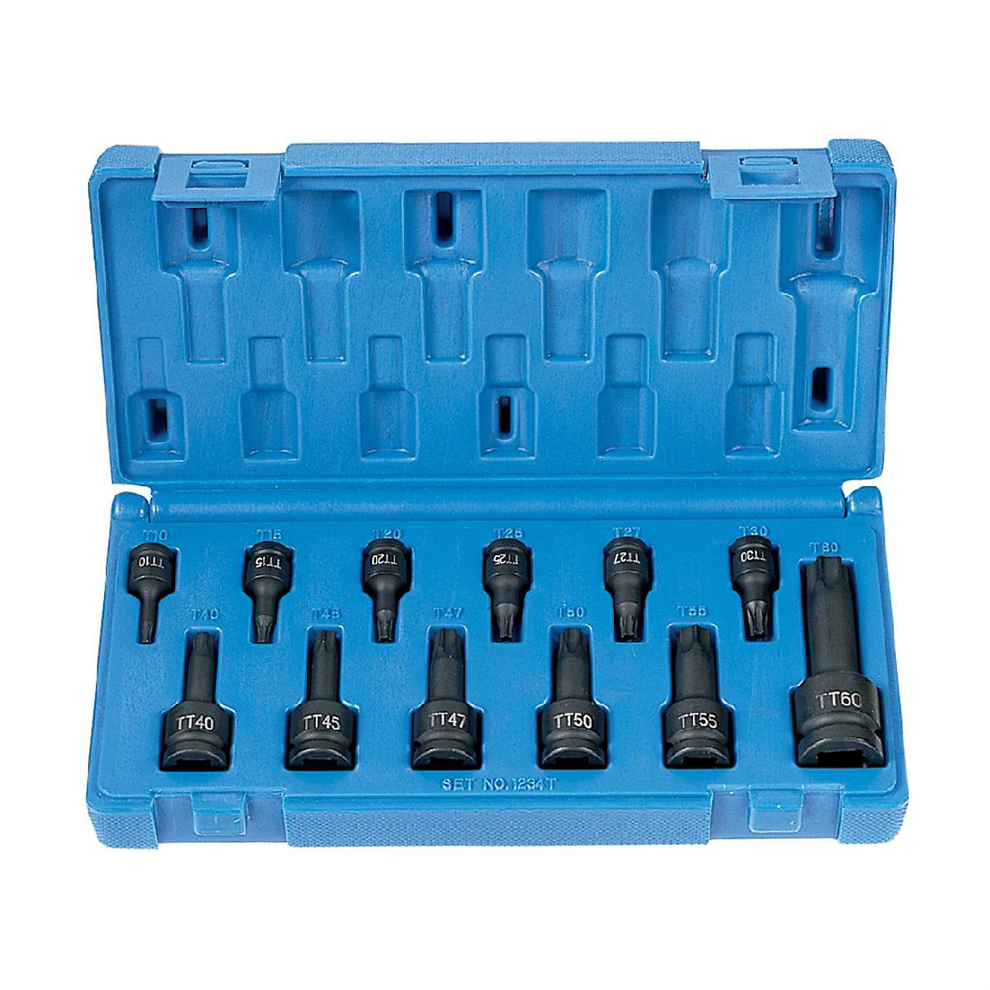 Grey Pneumatic Tamperproof Torx Set — 12-Pc., 1/4in., 3/8in. & 1/2in. Drive, Chrome-Molybdenum Steel, Model# GRE1235TT